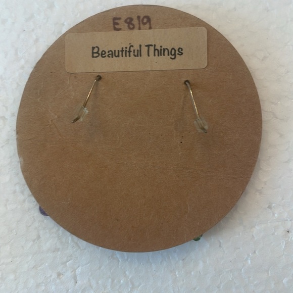 Island cowgirl Beautiful Things dangle drop earrings beaded pierced ears - Picture 5 of 5